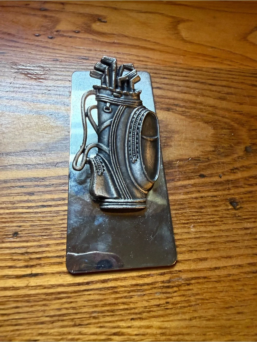 Vintage Pewter Golf Bag Memo or Money Clip